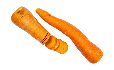 fresh slice carrot isolated on white