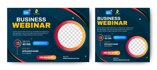 Business Webinar Live Session Conference Flyer Ad Template. vector