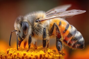 Close-up of a honeybee on a flower