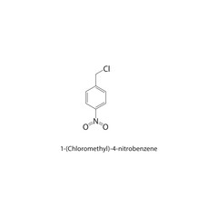 1-(Chloromethyl)-4-nitrobenzene skeletal structure. Nitroaromatic haloalkane compound compound schematic illustration. Simple diagram, chemical formula.