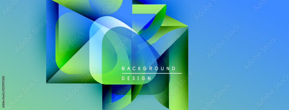 Aufkleber abstract geometric shapes overlap, creating vibrant gradients. blue, green hues dominate design, sug