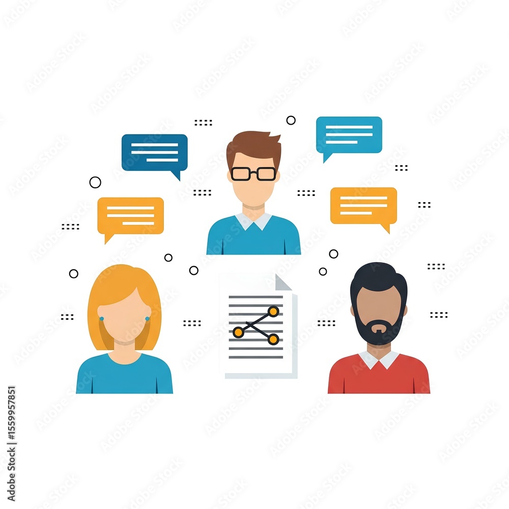 Aufkleber business communication and analysis shown with diverse team discussing chart and data points, collab