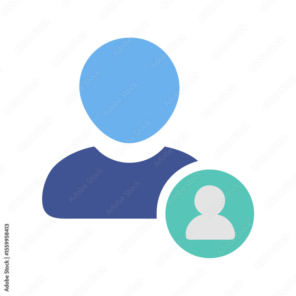 Aufkleber flat design user with circle plus icon for account management