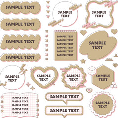  cute y2k frames set, decoration, fancy, pop, pink, brown, coffee / ゆるふわで可愛いy2kフレームセット 装飾 飾り枠 ファンシーポップ ピンク 茶色 コーヒー