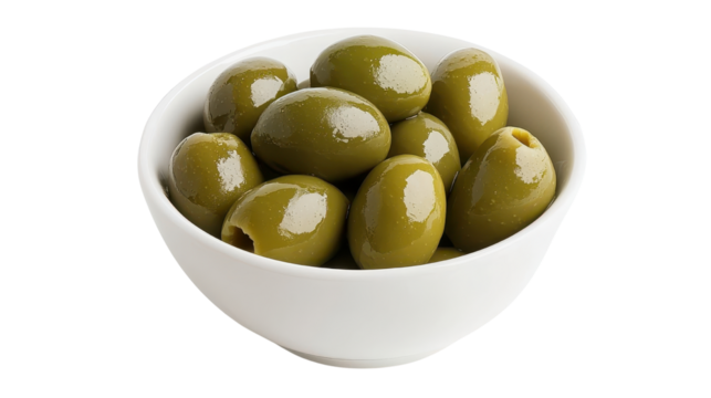Fresh Green Olives in White Bowl Decorative Healthy Snack for Mediterranean Cuisine - Powered by Adobe