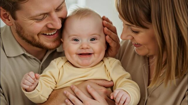 Baby with Down Syndrome and His Parents - Inclusive Love and Unconditional Acceptance.