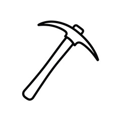 Simple black outline icon of a pickaxe on a white background