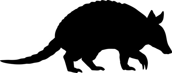 An armadillo silhouette showcases the distinctive armor of this fascinating mammal on a plain white backdrop.