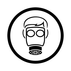 mandatory safety signs icon_wear vapor respiratory with frame round shapes