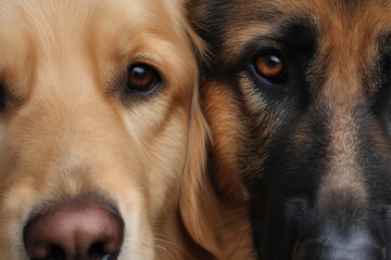 AI-generated illustration of a Golden Retriever and German Shepherd side by side