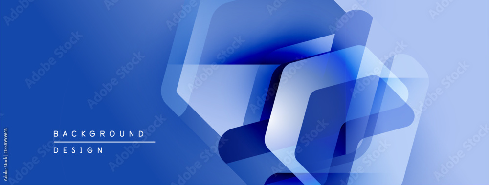 Aufkleber abstract blue design features overlapping geometric shapes, gradients, shadows. modern background su