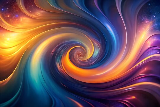 Colorful Cosmic Vortex with Radiant Energy Representing Abstract Imagination, Universal Motion, and Dreamlike Expression