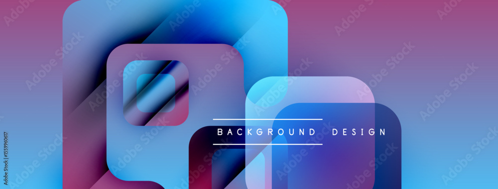 Aufkleber Abstract geometric shapes overlap. Gradient colors blend, creating modern background design. Text reads background design.