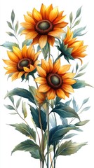 Vibrant sunflowers in a detailed floral arrangement