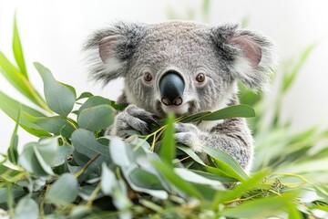 Close-up of a koala eating eucalyptus leaves (1)