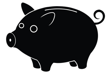 Piggy bank icon  baby pig piggy bank. Pig silhouette