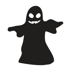 Friendly Fanged Ghost Silhouette Design