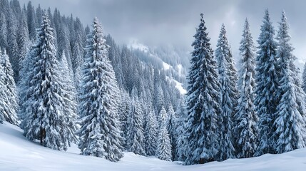 Fototapeta premium Snowy forest on winter day