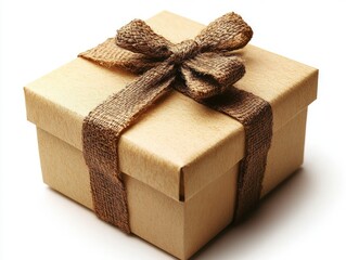 Simple gift box with brown ribbon