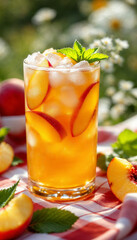 Iced Tea in Frosted Glass with Mint and Crushed Ice