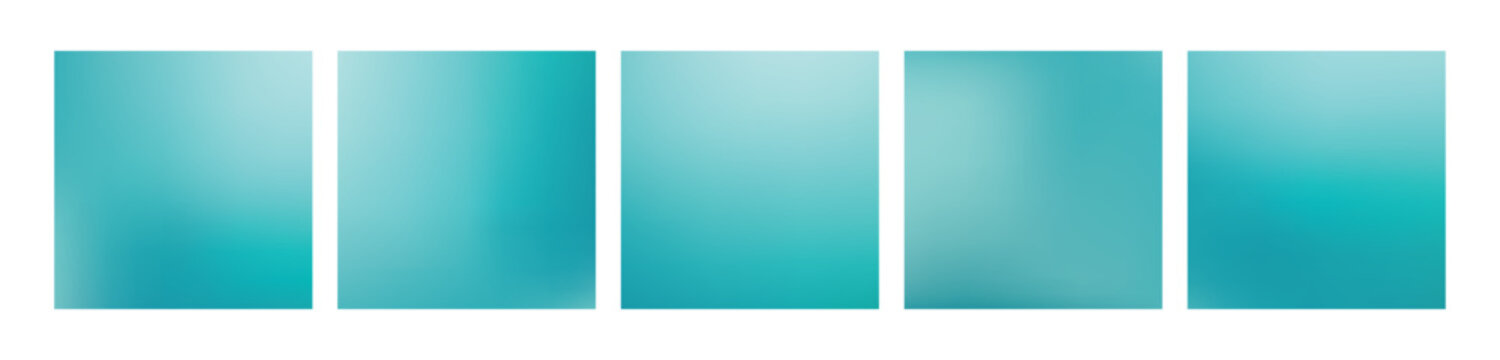 Set of aquamarine colored gradient vector background
