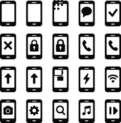 Mobile Phone Silhouette Vector – Isolated Smartphone Outline on White Background