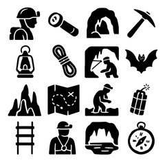 Collection of Cave Exploration and Caving Icons