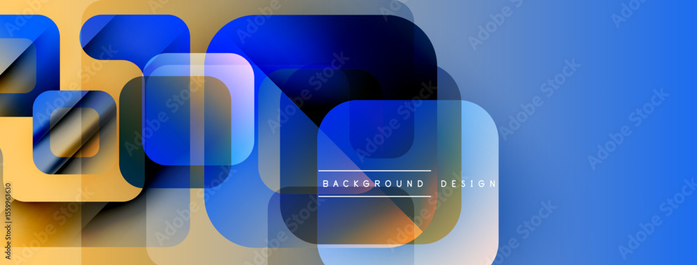 Leinwandbilder abstract geometric shapes overlap. blue, yellow hues create modern design. gradient colors offer vis