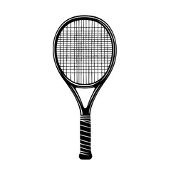 Silhouette pictogram of a tennis racket showcasing a simple and minimalistic design ideal for sports-related graphics