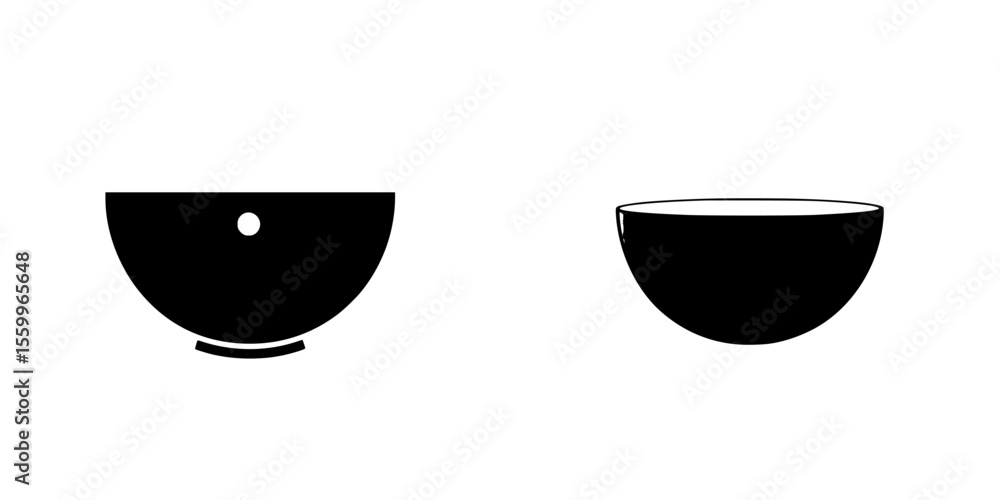 Poster silhouette pictograms of two distinct bowl designs showcasing simple and clean lines for versatile a