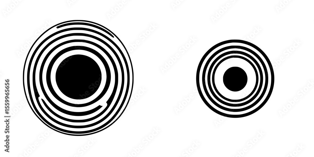 Poster modern silhouette pictograms of concentric circles showcasing design elements for various applicatio