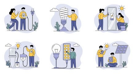 Diverse Renewable Energy Solutions Depicted Through Engaging Illustrations