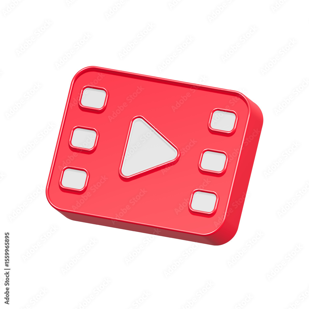 Poster play button icon player movie symbol 3d rendering