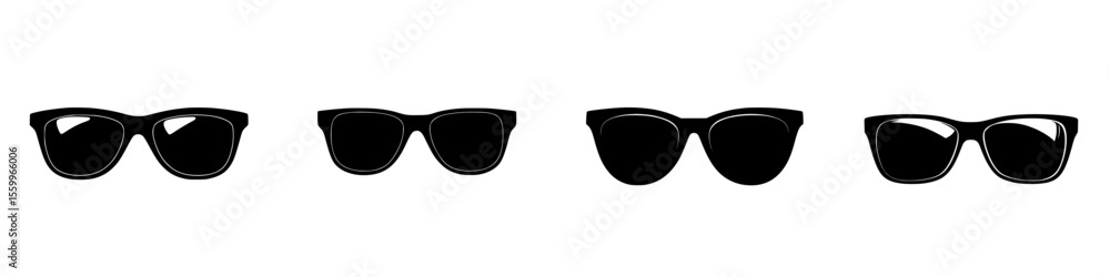 Poster silhouette pictograms depicting various styles of sunglasses in a vector icon set designed for graph