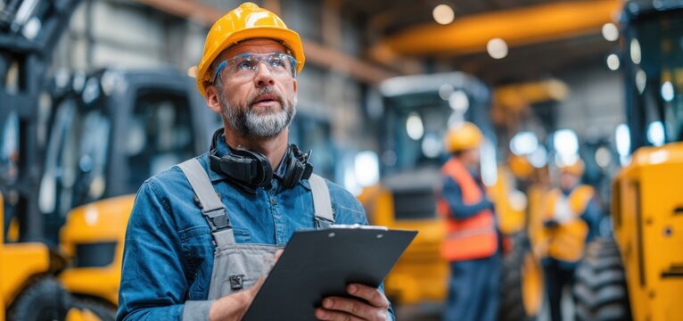Engineer and factory worker working together in a factory. Industry and engineering concept.