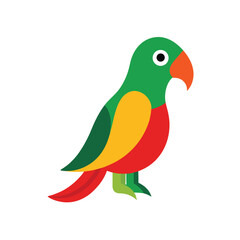 Vibrant parrot bird illustration with colourful plumage isolated on white background