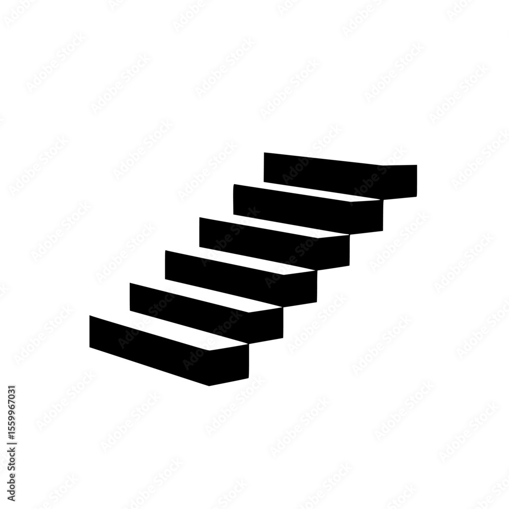 Poster silhouette pictogram of stairs showing steps in a simple black design suitable for various contexts