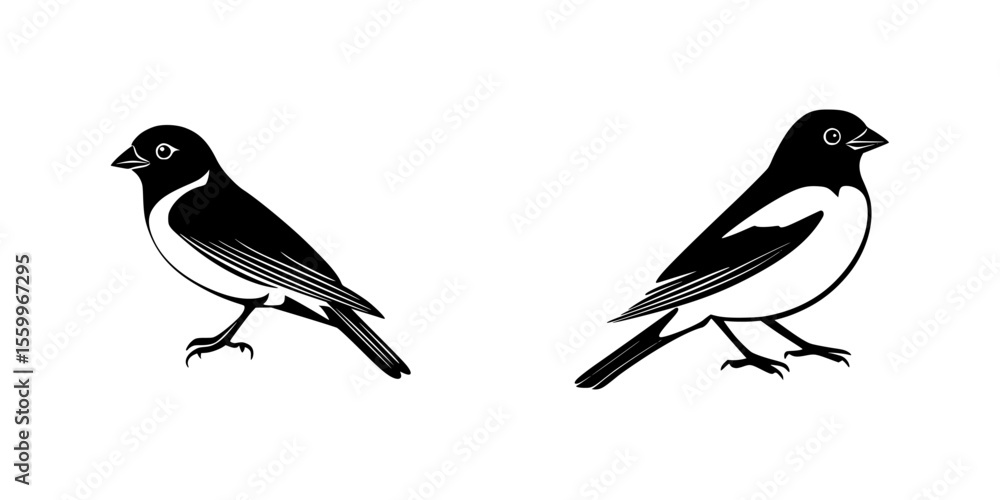 Aufkleber silhouette pictograms of birds in a minimalistic design showcasing distinctive features and postures