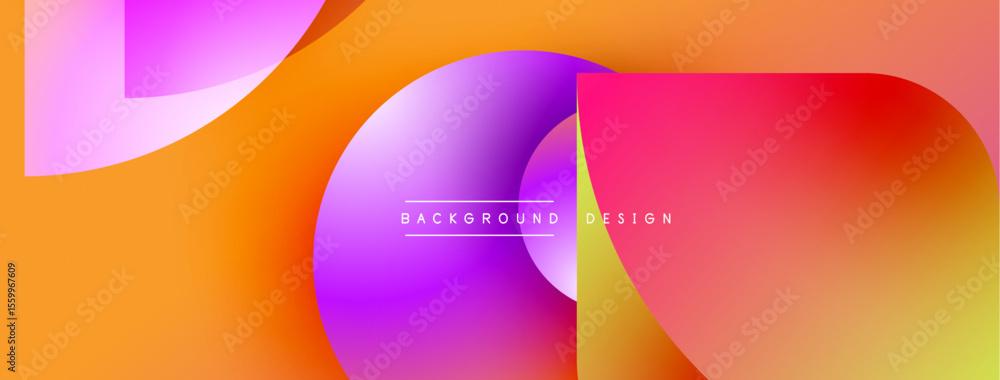 Poster vibrant abstract background. overlapping shapes create dynamic color gradients, orange, pink, purple