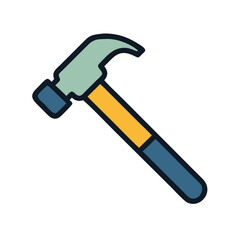 Minimalist Outline Hammer Tool with Wooden Handle Construction Symbol Icon