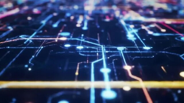 Futuristic Motherboard or Semiconductor Chip Animation - Abstract Information Highway and Big Data Concept - Powered by Adobe