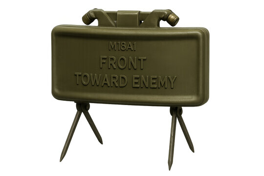 M18a1 claymore anti-personnel mine standing on transparent background