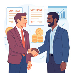 Two Businessmen Shaking Hands After Successful Contract Agreement.
