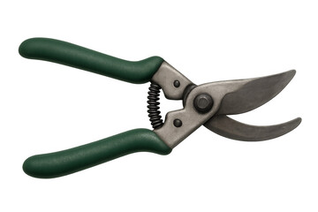 Obraz premium Gardening shears with green handles on transparent background