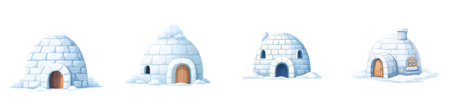 Igloo Collection Isolated on White - Winter Housing