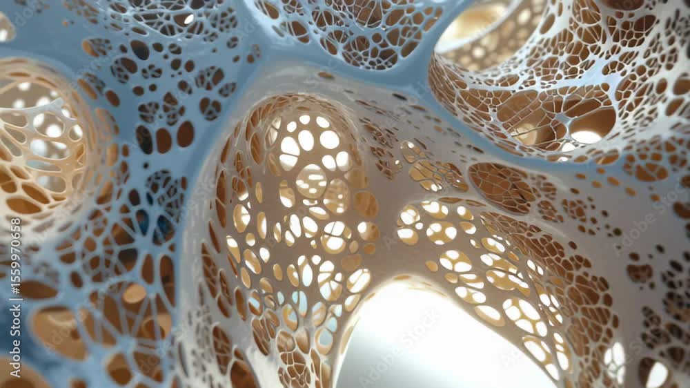 Poster exploring intricate structures of a neural network with advanced virtual rendering techniques, flyth