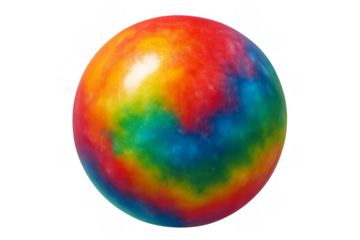 Rainbow colored sphere rotating on transparent background