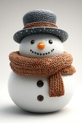 Cute snowman with hat and scarf