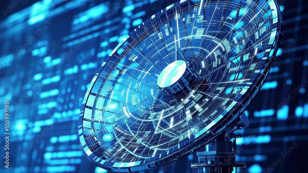 Poster abstract background featuring telecommunication technology and satellite dish design, technical abst