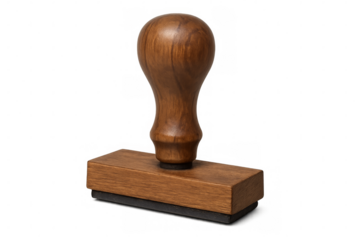 Wooden rubber stamp with transparent background for easy isolation